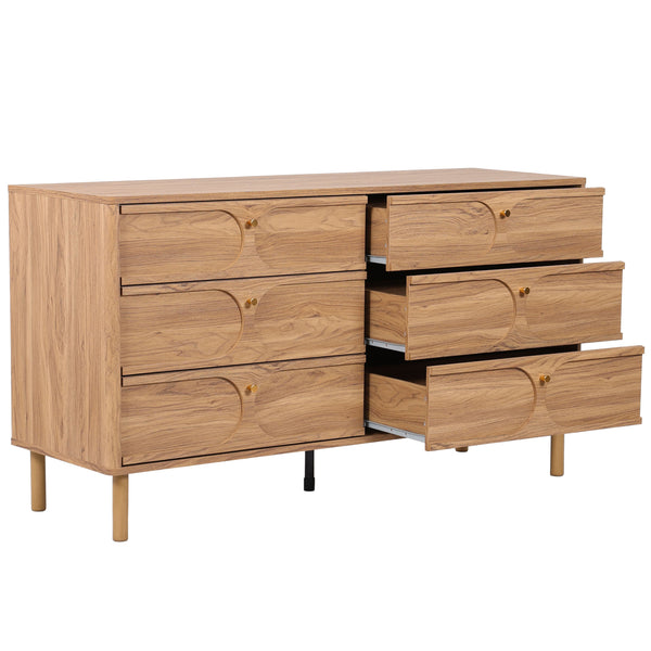 Safavieh Prinpop 6 Drawer Dresser In Elegant Oak - Chic Storage Solution For Every Room's Decor & Style Oak Wood,Metal Drs9603a-2bx