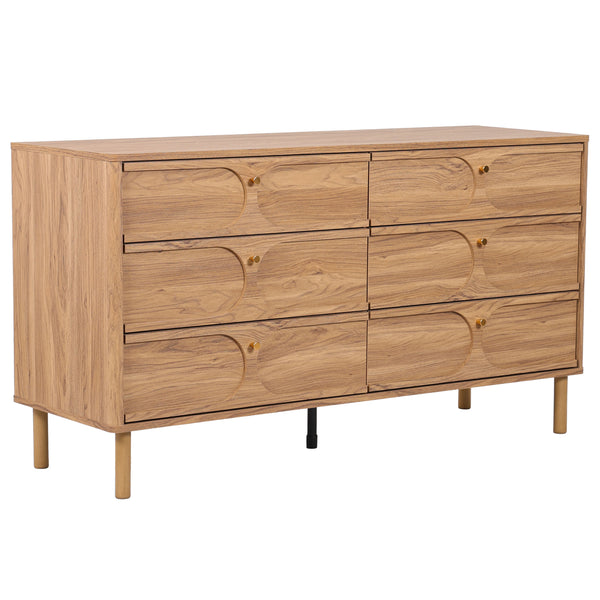 Safavieh Prinpop 6 Drawer Dresser In Elegant Oak - Chic Storage Solution For Every Room's Decor & Style Oak Wood,Metal Drs9603a-2bx