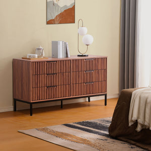 Safavieh Lylia 6 Drawer Dresser - Elegant Walnut Finish With Sleek Black Legs & Handles For Stunning Storage Walnut ,Black Wood,Metal Drs9604a-2bx