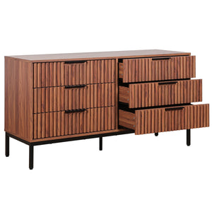 Safavieh Lylia 6 Drawer Dresser - Elegant Walnut Finish With Sleek Black Legs & Handles For Stunning Storage Walnut ,Black Wood,Metal Drs9604a-2bx