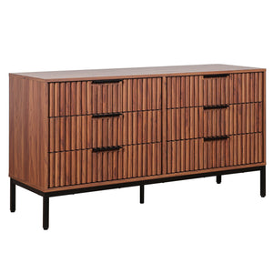 Safavieh Lylia 6 Drawer Dresser - Elegant Walnut Finish With Sleek Black Legs & Handles For Stunning Storage Walnut ,Black Wood,Metal Drs9604a-2bx
