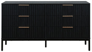 Safavieh Lylia 6 Drawer Dresser - Elegant Walnut Finish With Sleek Black Legs & Handles For Stunning Storage Black ,Black Wood,Metal Drs9604b-2bx