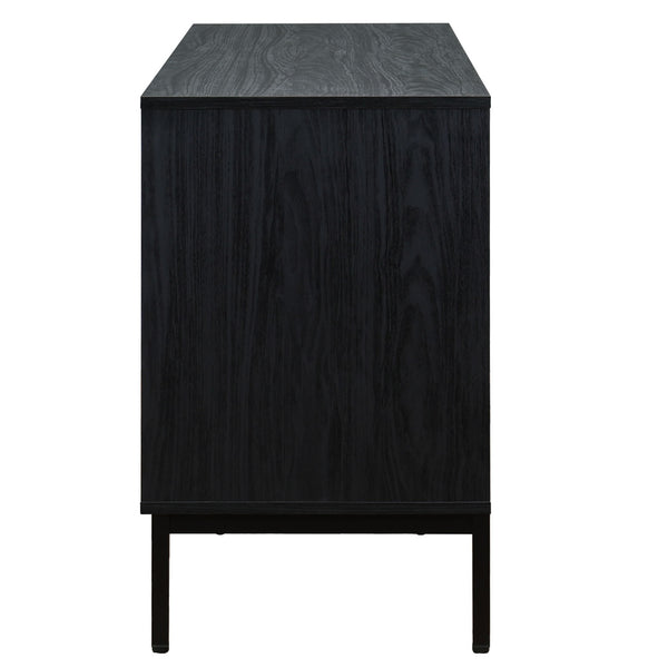 Safavieh Lylia 6 Drawer Dresser - Elegant Walnut Finish With Sleek Black Legs & Handles For Stunning Storage Black ,Black Wood,Metal Drs9604b-2bx