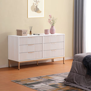 Safavieh Lylia 6 Drawer Dresser - Elegant Walnut Finish With Sleek Black Legs & Handles For Stunning Storage Bleached White ,Gold Wood,Metal Drs9604c-2bx