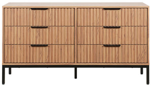 Safavieh Lylia 6 Drawer Dresser - Elegant Walnut Finish With Sleek Black Legs & Handles For Stunning Storage Oak ,Black Wood,Metal Drs9604d-2bx