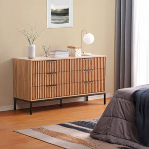 Safavieh Lylia 6 Drawer Dresser - Elegant Walnut Finish With Sleek Black Legs & Handles For Stunning Storage Oak ,Black Wood,Metal Drs9604d-2bx