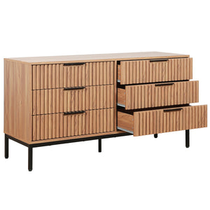 Safavieh Lylia 6 Drawer Dresser - Elegant Walnut Finish With Sleek Black Legs & Handles For Stunning Storage Oak ,Black Wood,Metal Drs9604d-2bx