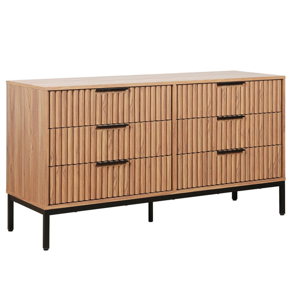 Safavieh Lylia 6 Drawer Dresser - Elegant Walnut Finish With Sleek Black Legs & Handles For Stunning Storage Oak ,Black Wood,Metal Drs9604d-2bx