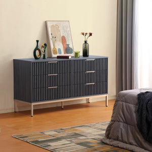 Safavieh Lylia 6 Drawer Dresser - Elegant Walnut Finish With Sleek Black Legs & Handles For Stunning Storage Distressed Black ,Gold Wood,Metal Drs9604e-2bx