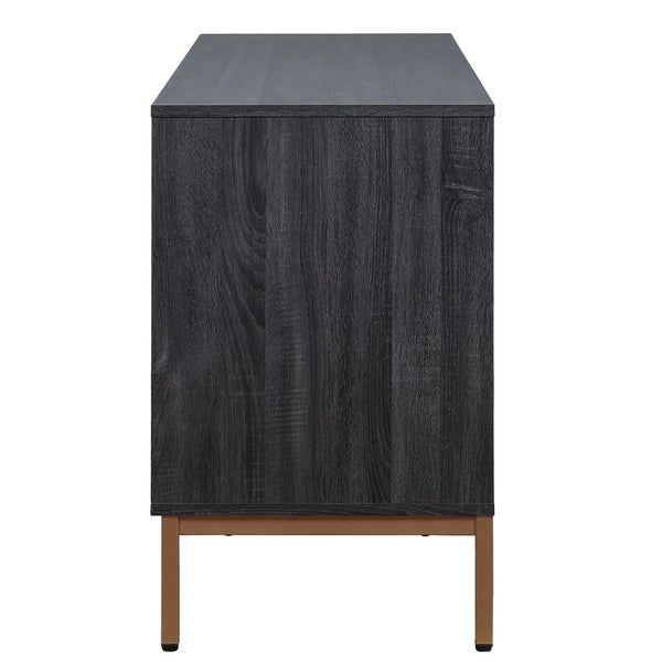 Safavieh Lylia 6 Drawer Dresser - Elegant Walnut Finish With Sleek Black Legs & Handles For Stunning Storage Distressed Black ,Gold Wood,Metal Drs9604e-2bx