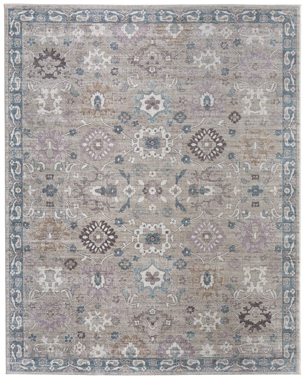 Feizy Rugs Dartmouth Persian Floral Polypropylene Area Rug Vintage Botanical Style for Living Rooms 6'4" x 9'2" DRT39QLFGRYMLTE36