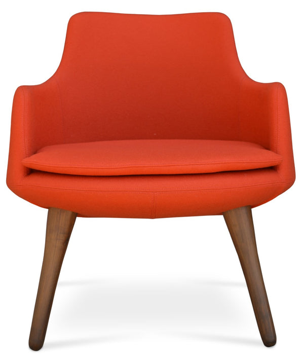 Soho Concept Dervish Lounge Premium Wool Fabric Chair - 10-year Guarantee, Stylish Silver & Walnut Finish Orange,Walnut  Soho-concept-dining-chair-13087