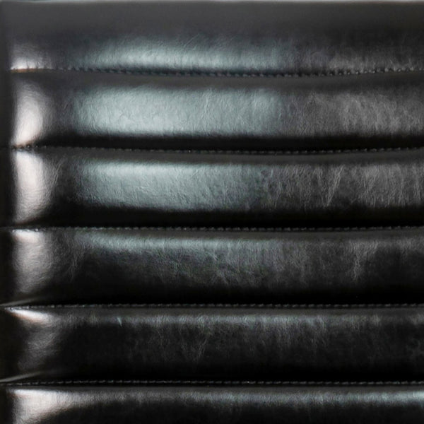 English Elm Alan Low Back Designer Armless Ribbed Swivel Task Chair for Stylish Comfort in Any Workspace Black Vinyl/Black Frame DS-512B-BK-BK-GG