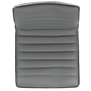 English Elm Alan Low Back Designer Armless Ribbed Swivel Task Chair for Stylish Comfort in Any Workspace Light Gray Vinyl/Chrome Frame DS-512B-LTGY-GG