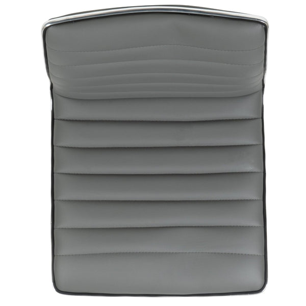 English Elm Alan Low Back Designer Armless Ribbed Swivel Task Chair for Stylish Comfort in Any Workspace Light Gray Vinyl/Chrome Frame DS-512B-LTGY-GG