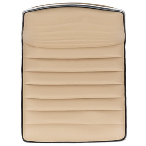 English Elm Alan Low Back Designer Armless Ribbed Swivel Task Chair for Stylish Comfort in Any Workspace Tan Vinyl/Chrome Frame DS-512B-TAN-GG