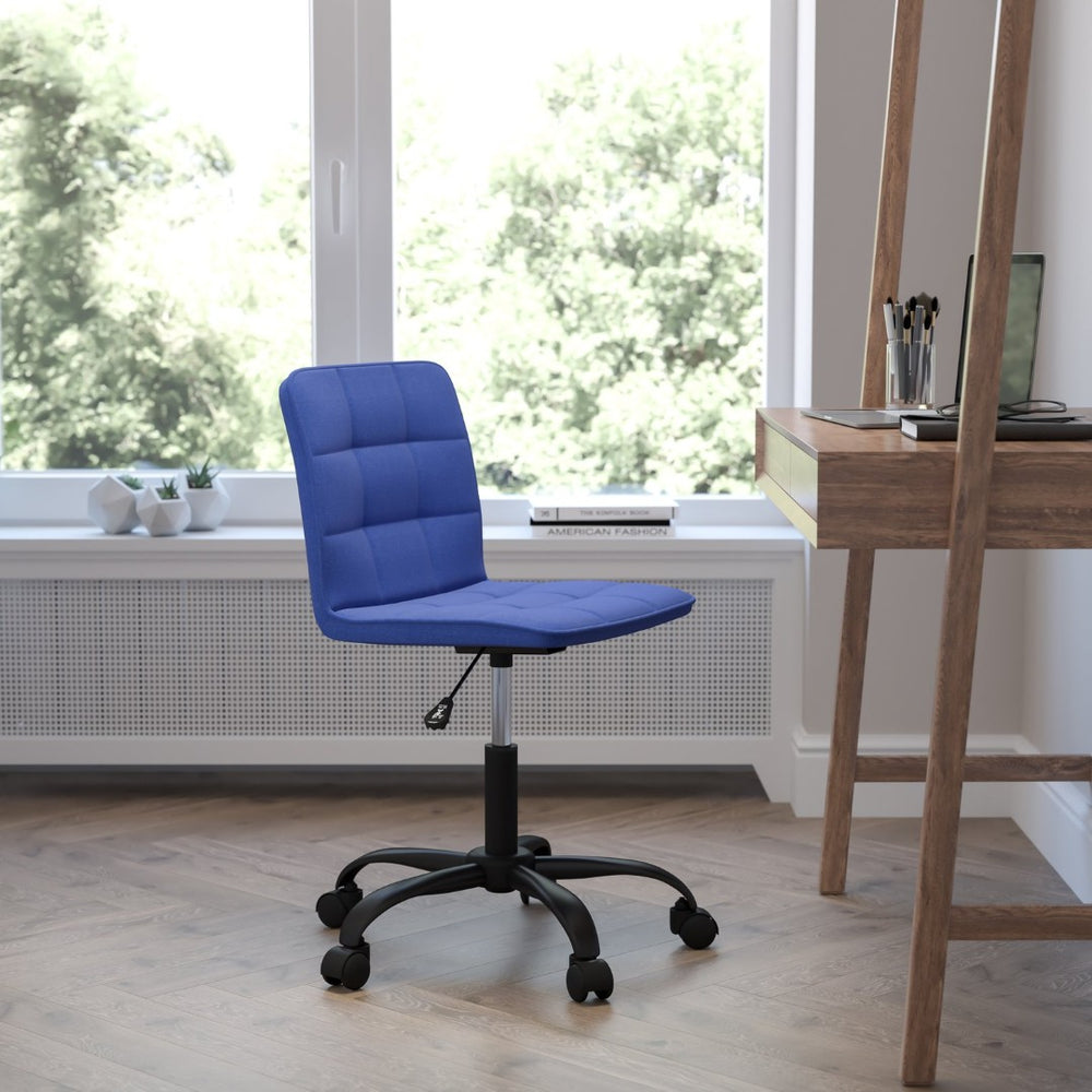 English Elm Sorrento Modern Blue Fabric Task Chair - Ergonomic Design, Adjustable Height & 360° Swivel Mobility DS-512C-BLU-F-GG