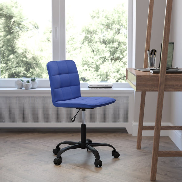 English Elm Sorrento Modern Blue Fabric Task Chair - Ergonomic Design, Adjustable Height & 360° Swivel Mobility DS-512C-BLU-F-GG