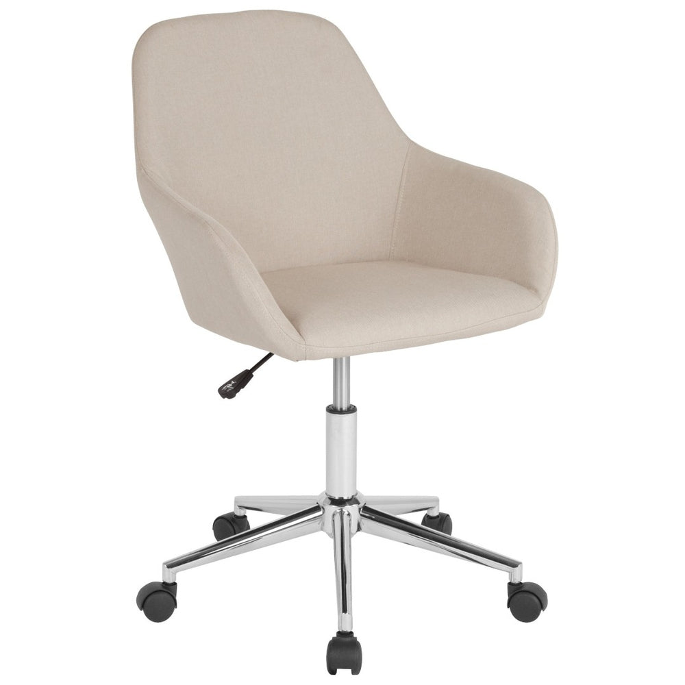 English Elm Cortana Mid-Back Task Chair in Beige Fabric - Stylish Comfort with Retro Flair for Home or Office DS-8012LB-BGE-F-GG