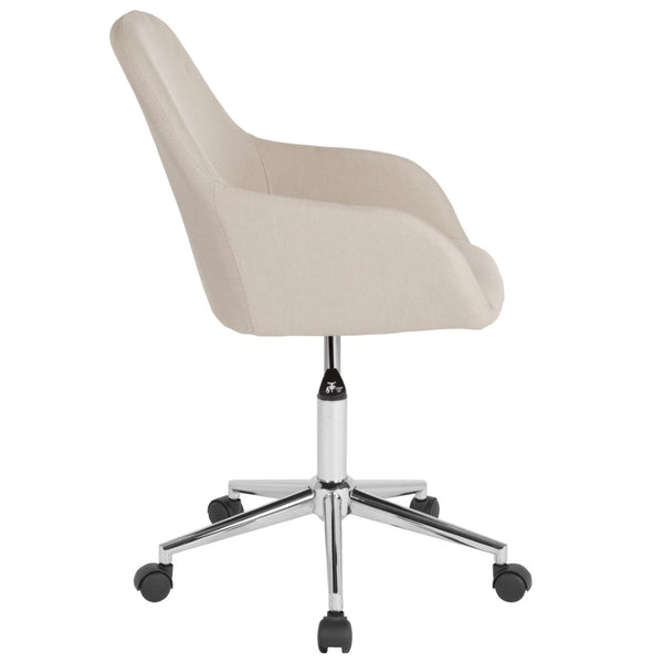 English Elm Cortana Mid-Back Task Chair in Beige Fabric - Stylish Comfort with Retro Flair for Home or Office DS-8012LB-BGE-F-GG