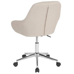 English Elm Cortana Mid-Back Task Chair in Beige Fabric - Stylish Comfort with Retro Flair for Home or Office DS-8012LB-BGE-F-GG