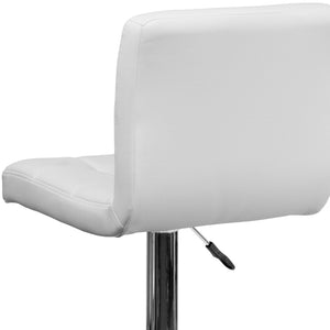English Elm Kathleen Contemporary Quilted Vinyl Adjustable Height Barstool with Chrome Base for Modern Spaces White DS-810-MOD-WH-GG