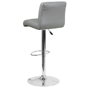English Elm Scott Contemporary Vinyl Adjustable Height Barstool with Chrome Base for Modern Dining Spaces Gray DS-8101B-GY-GG