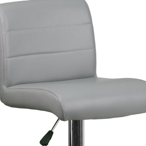 English Elm Scott Contemporary Vinyl Adjustable Height Barstool with Chrome Base for Modern Dining Spaces Gray DS-8101B-GY-GG