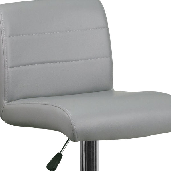 English Elm Scott Contemporary Vinyl Adjustable Height Barstool with Chrome Base for Modern Dining Spaces Gray DS-8101B-GY-GG