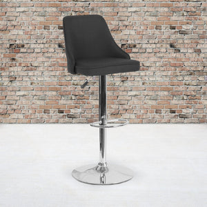 English Elm Trieste Adjustable Height Barstool in Black Fabric – Modern Comfort with 360° Swivel & Chrome Base DS-8121A-BLK-F-GG