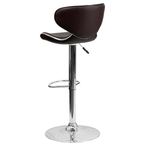 English Elm Devin Contemporary Mid-Back Vinyl Adjustable Height Barstool with Chrome Base for Modern Spaces Brown DS-815-BRN-GG