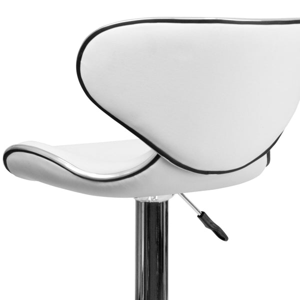 English Elm Devin Contemporary Mid-Back Vinyl Adjustable Height Barstool with Chrome Base for Modern Spaces White DS-815-WH-GG