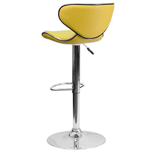 English Elm Devin Contemporary Mid-Back Vinyl Adjustable Height Barstool with Chrome Base for Modern Spaces Yellow DS-815-YEL-GG