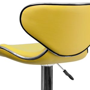 English Elm Devin Contemporary Mid-Back Vinyl Adjustable Height Barstool with Chrome Base for Modern Spaces Yellow DS-815-YEL-GG