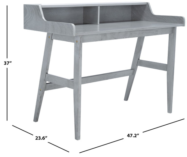 Safavieh Wrigley Desk - Stylish Mid-Century Industrial Home Office Solution With Practical Storage & Versatility Dark Grey DSK1400A