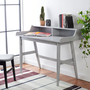 Safavieh Wrigley Desk - Stylish Mid-Century Industrial Home Office Solution With Practical Storage & Versatility Dark Grey DSK1400A