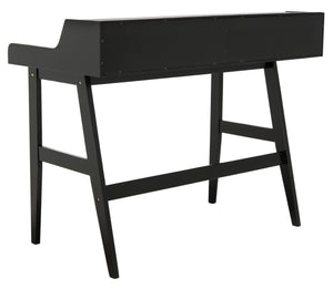 Safavieh Wrigley Desk - Stylish Mid-Century Industrial Home Office Solution With Practical Storage & Versatility Matte Black DSK1400B