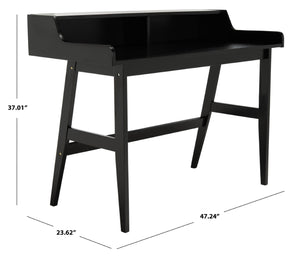 Safavieh Wrigley Desk - Stylish Mid-Century Industrial Home Office Solution With Practical Storage & Versatility Matte Black DSK1400B