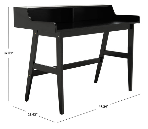 Safavieh Wrigley Desk - Stylish Mid-Century Industrial Home Office Solution With Practical Storage & Versatility Matte Black DSK1400B