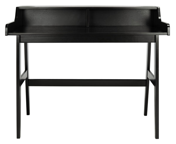Safavieh Wrigley Desk - Stylish Mid-Century Industrial Home Office Solution With Practical Storage & Versatility Matte Black DSK1400B