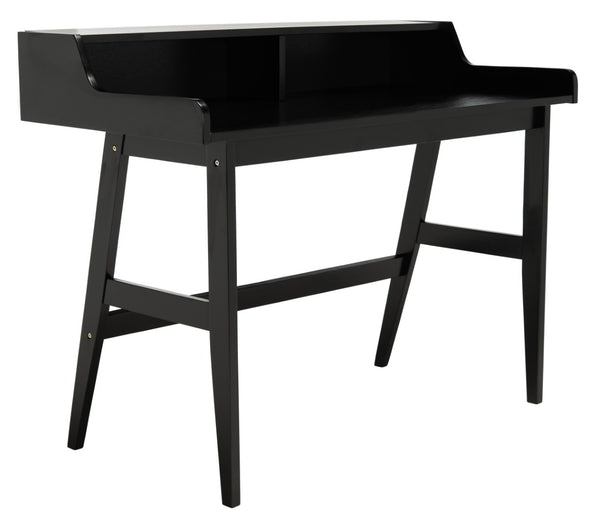 Safavieh Wrigley Desk - Stylish Mid-Century Industrial Home Office Solution With Practical Storage & Versatility Matte Black DSK1400B