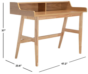 Safavieh Wrigley Desk - Stylish Mid-Century Industrial Home Office Solution With Practical Storage & Versatility Natural DSK1400C