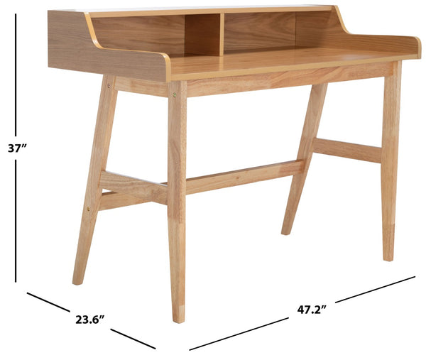 Safavieh Wrigley Desk - Stylish Mid-Century Industrial Home Office Solution With Practical Storage & Versatility Natural DSK1400C