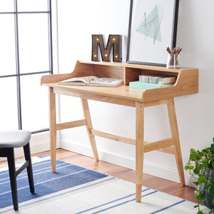 Safavieh Wrigley Desk - Stylish Mid-Century Industrial Home Office Solution With Practical Storage & Versatility Natural DSK1400C