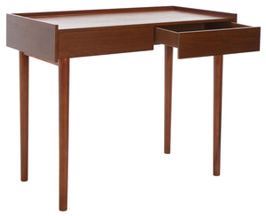 Safavieh Henley Mid-Century Modern 2 Drawer Desk For Home Office - Compact, Stylish & Functional Workspace Brown DSK2100D