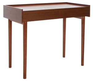 Safavieh Henley Mid-Century Modern 2 Drawer Desk For Home Office - Compact, Stylish & Functional Workspace Brown DSK2100D
