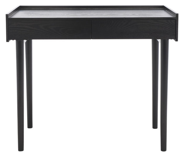 Safavieh Henley Mid-Century Modern 2 Drawer Desk For Home Office - Compact, Stylish & Functional Workspace Black DSK2100E