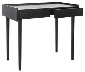 Safavieh Henley Mid-Century Modern 2 Drawer Desk For Home Office - Compact, Stylish & Functional Workspace Black DSK2100E