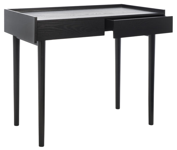 Safavieh Henley Mid-Century Modern 2 Drawer Desk For Home Office - Compact, Stylish & Functional Workspace Black DSK2100E