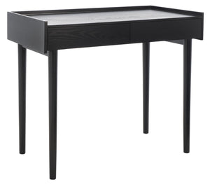 Safavieh Henley Mid-Century Modern 2 Drawer Desk For Home Office - Compact, Stylish & Functional Workspace Black DSK2100E